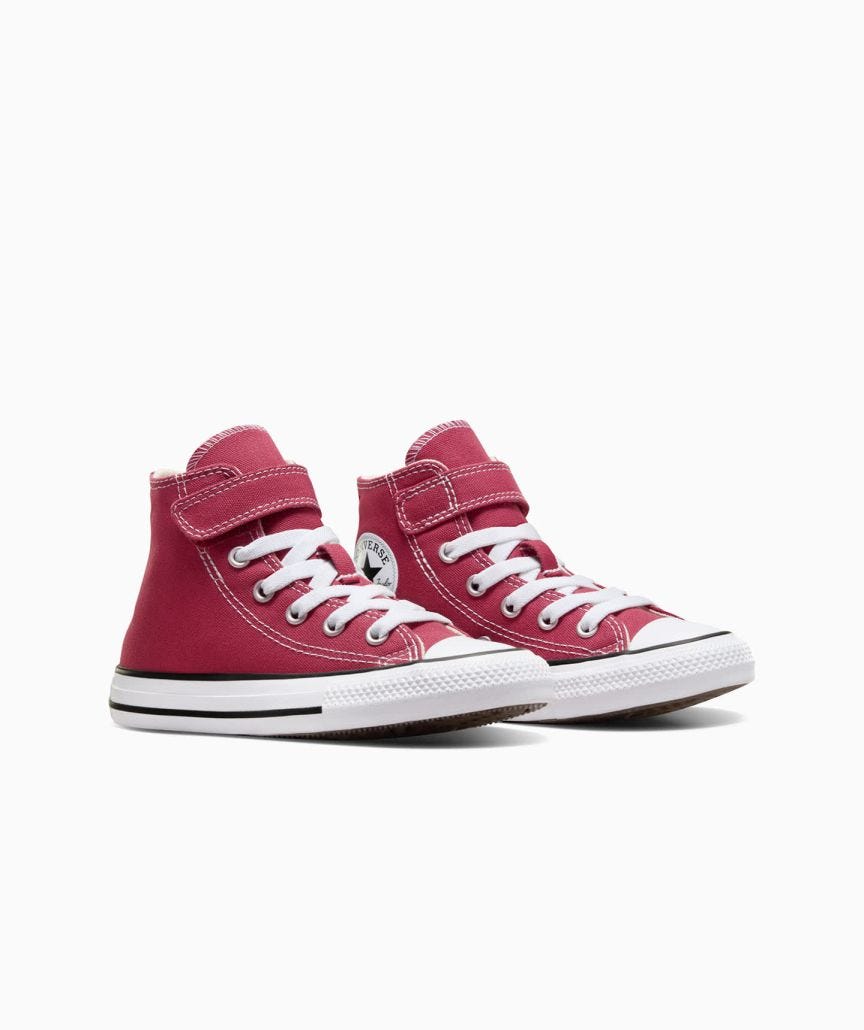 Tenis Converse Chuck Taylor 1V Rojos en Bota de Lona para Niño Vista lateral derecha del par