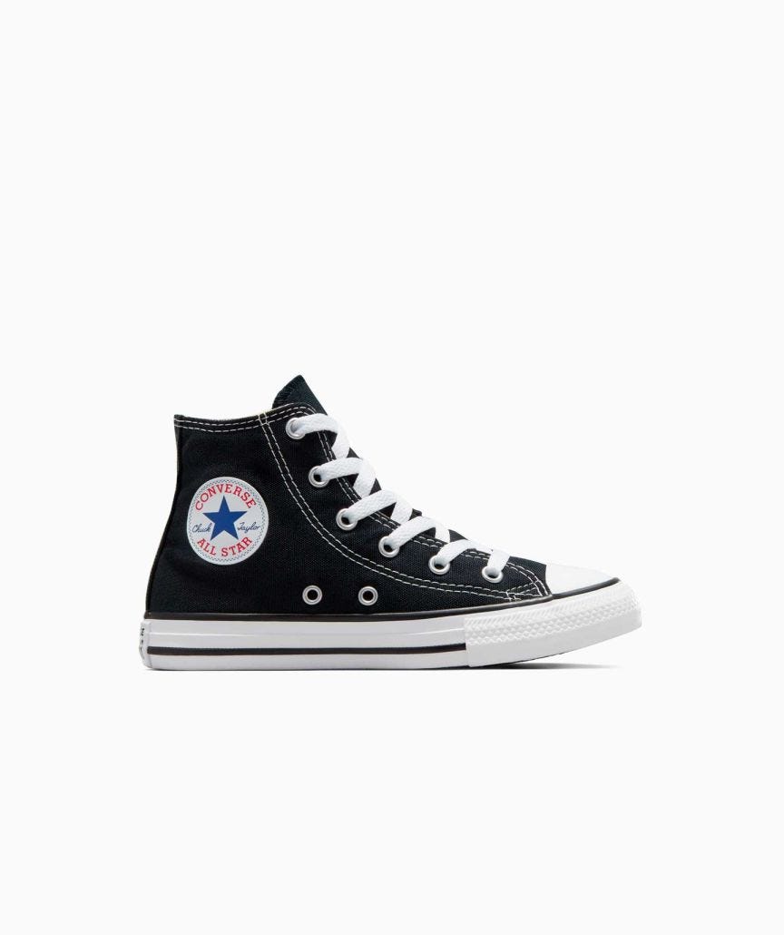 Tenis Converse Chuck Taylor Clásico Negros en Bota de Lona para Niños Vista lateral interior