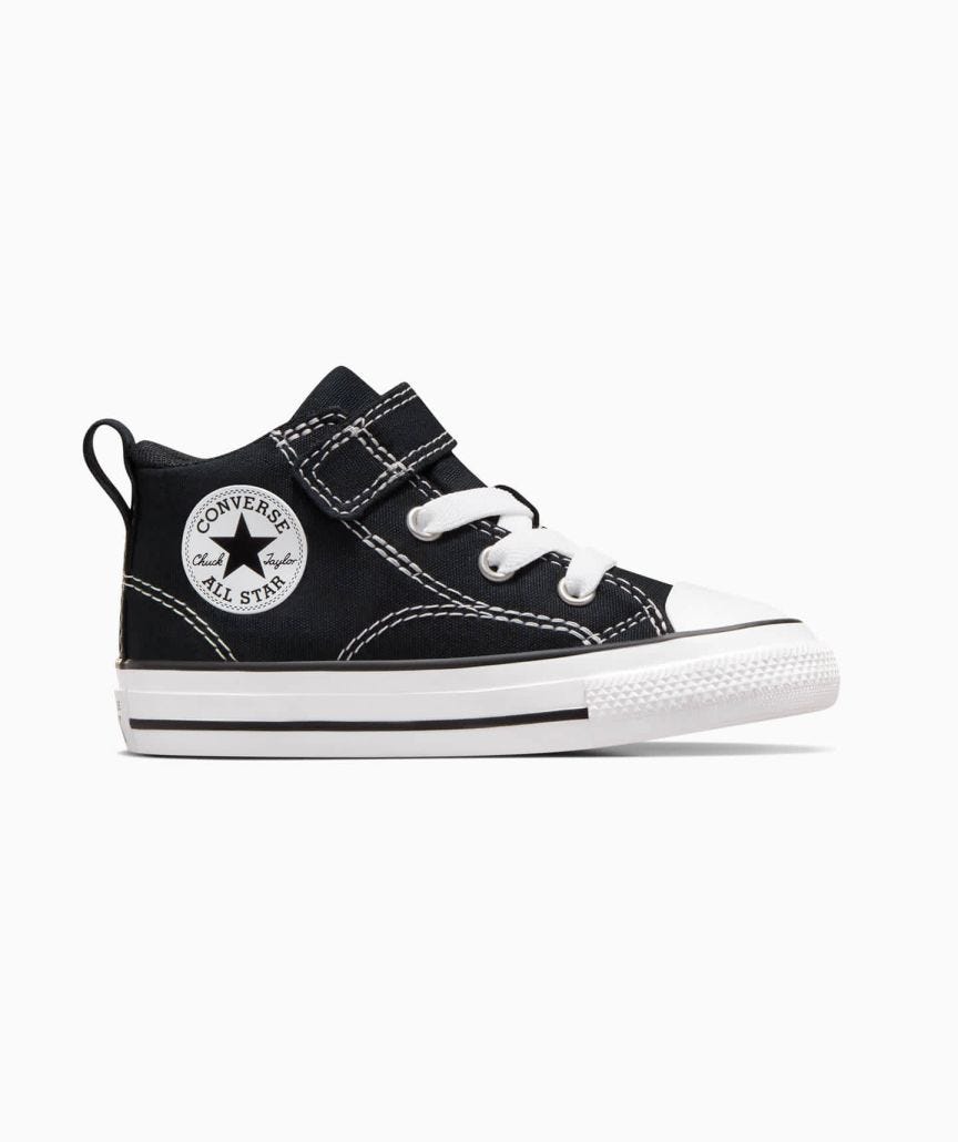 Tenis Converse Chuck Taylor Malden Negros en Bota de Lona para Infante Vista lateral interior