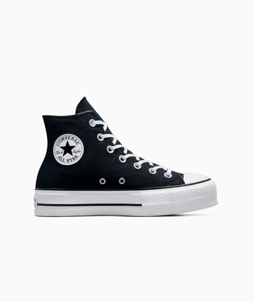 Tenis Converse de Plataforma Lift Negros en Bota de Lona para Mujer Vista lateral interior