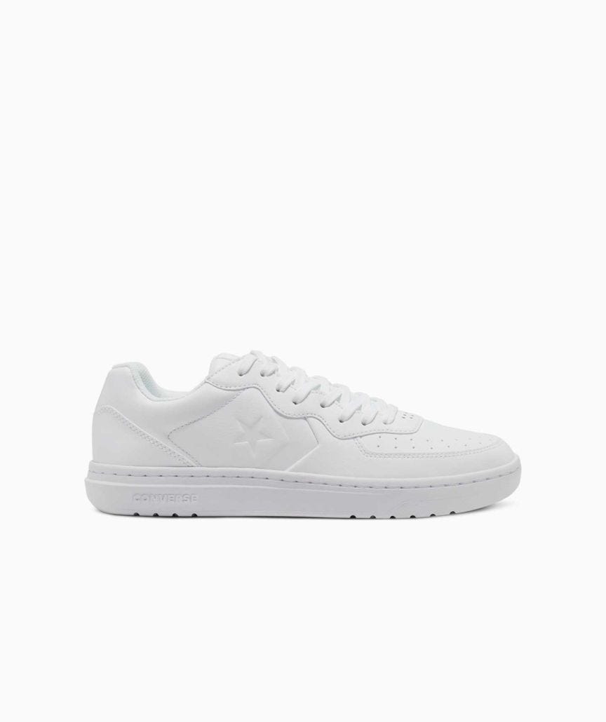 Tenis Converse Rival Blancos en Choclo Tipo Piel Unisex Vista lateral exterior pie derecho