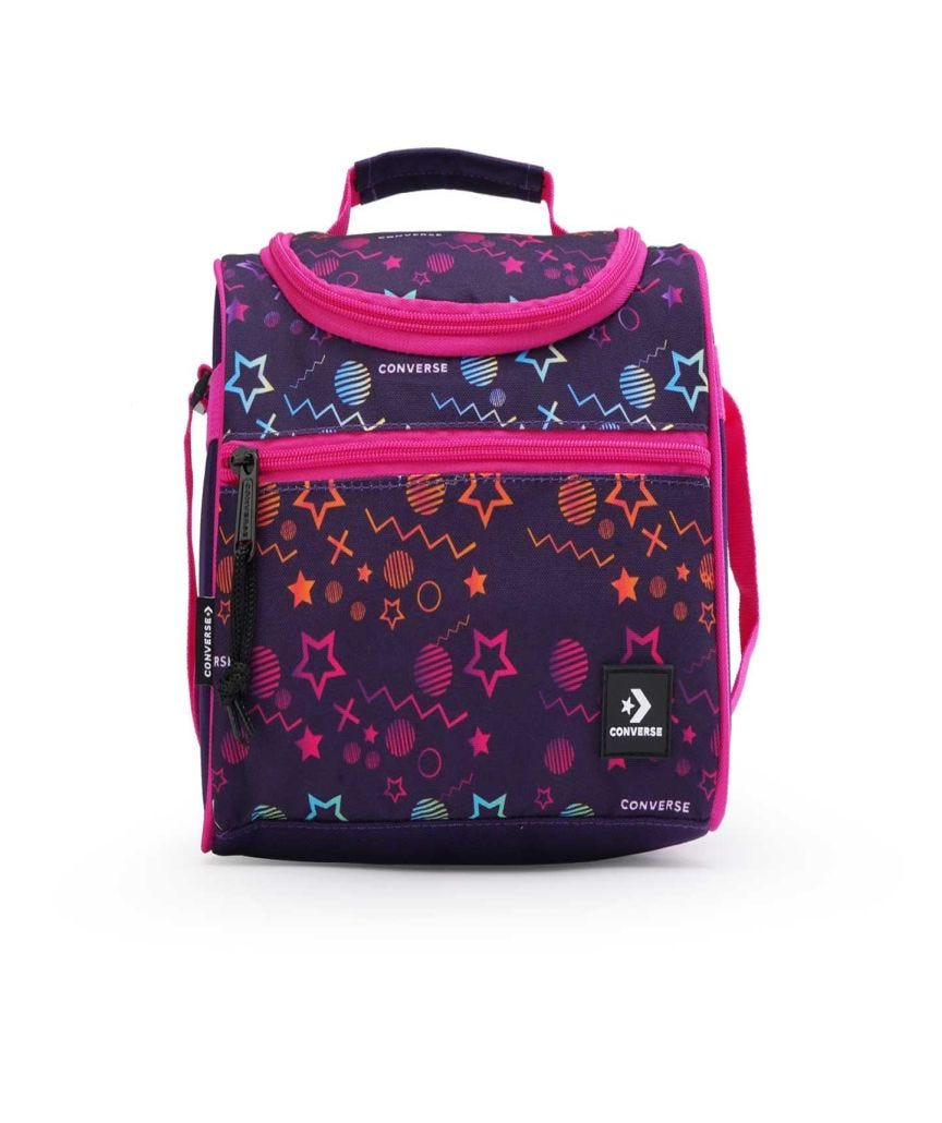 Lonchera Converse BTS 24 Multicolor con Fondo Lila Unisex Vista frontal