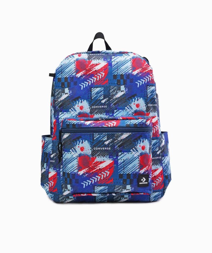 Mochila Converse BTS 24 Multicolor y Tonos Rojos en Acuarela Unisex Vista frontal