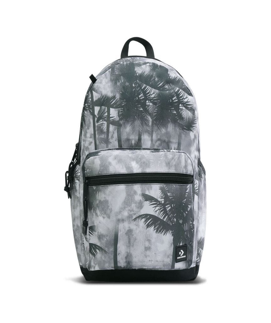 Mochila Converse BTS 24 Gris con Grafico de Palmeras Unisex Unisex Vista frontal