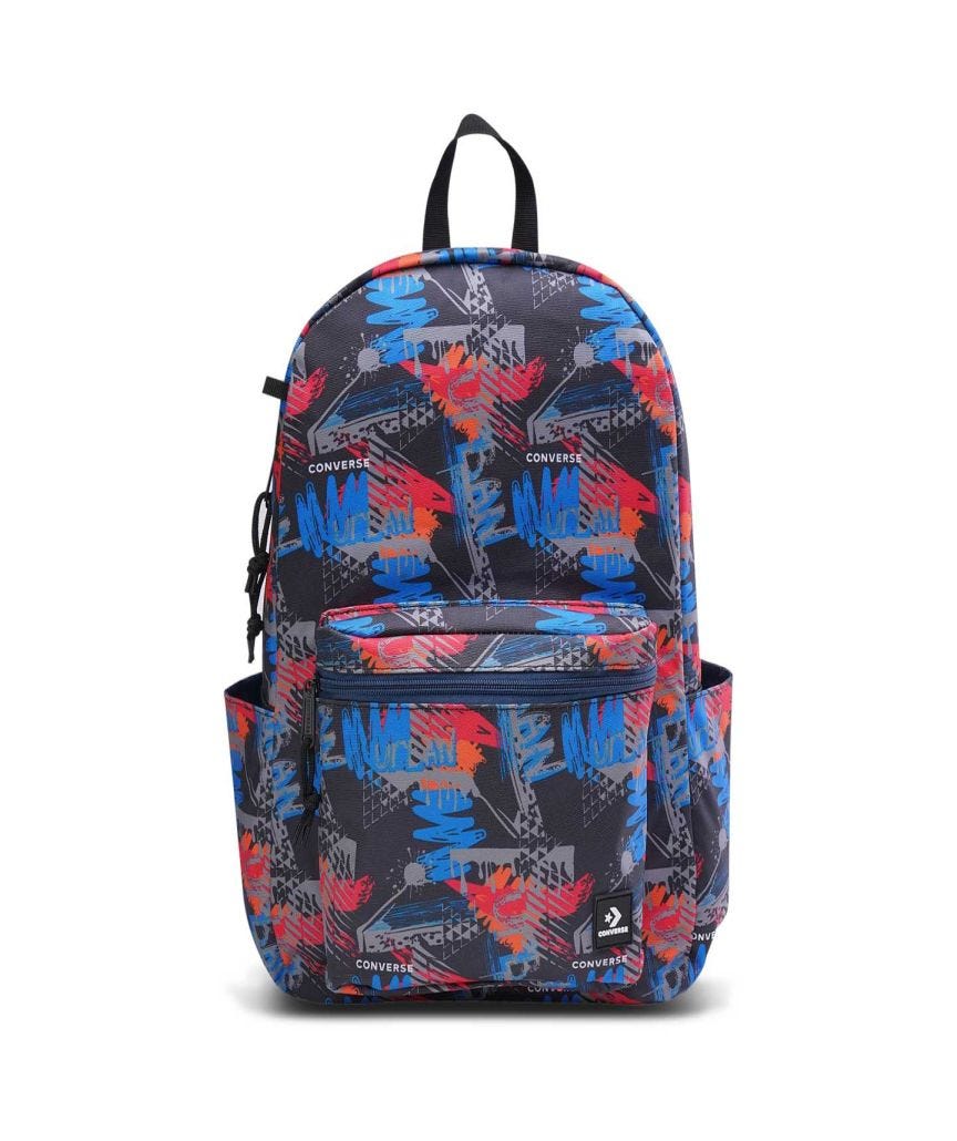 Mochila Azul Converse BTS 24 Multicolor Tonos en Contrastes Azul y Rojo Unisex Vista frontal