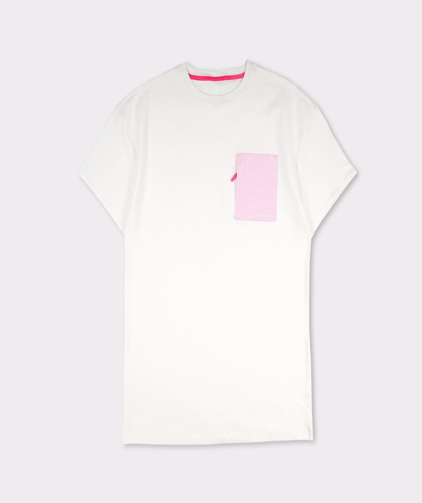 Vestido Converse Blanco con Bolsillo  y  cierre frontal para Mujer Vista frontal