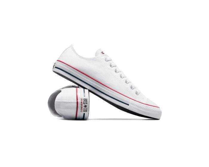 Tenis Converse Chuck Taylor All Star Blancos en Choclo de Lona Unisex Vista del par sobrepuestos