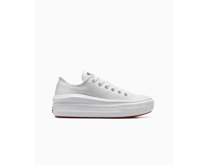 Tenis Converse de Plataforma Move Blancos en Choclo de Lona para Mujer Vista lateral exterior pie derecho