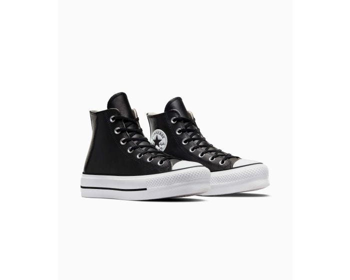Tenis Converse de Plataforma Lift Negros en Bota de Piel para Mujer Vista lateral interior