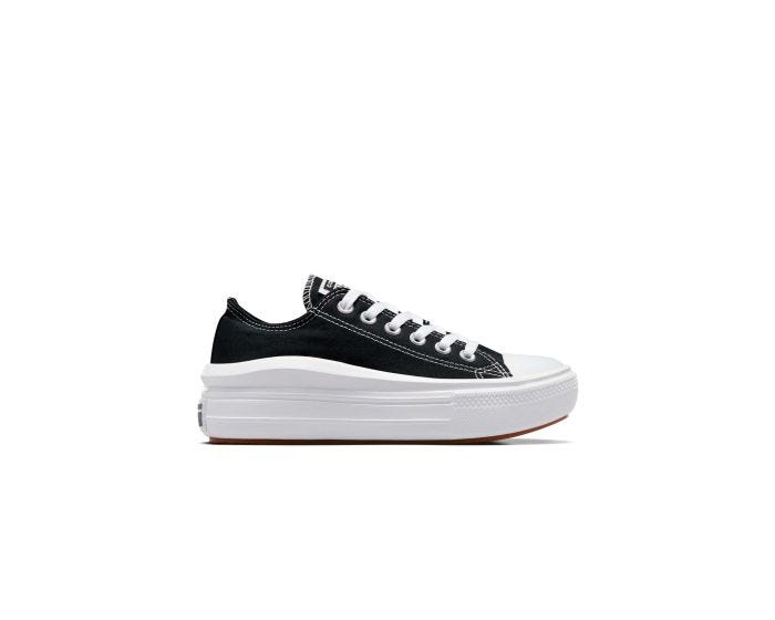 Tenis Converse de Plataforma Move Negros en Choclo de Lona para Mujer Vista lateral exterior pie derecho